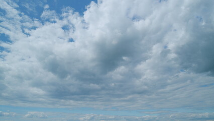 Nature weather blue sky. White clouds with blue sky background. Tropical summer sunny and sunshine day. Time lapse.