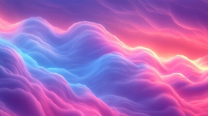 Obraz premium Abstract Waveform Landscape in Vibrant Hues of Pink and Blue