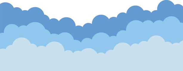 Blue clouds isolated on transparent background. Stylish flat design for banners, posters, cards, web banners. Vector illustration.