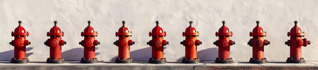 Red Fire Hydrant Is Shown On The Street Background. 