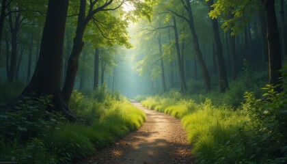 Obraz premium A serene forest path inviting exploration