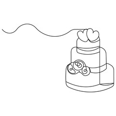 Cake  single line art, continuous one line drawing of  Isolated outline vector icon