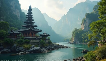  Tranquil Temple by the River