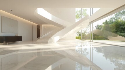 Fototapeta premium Modern Minimalist Foyer with Sleek Marble Floors