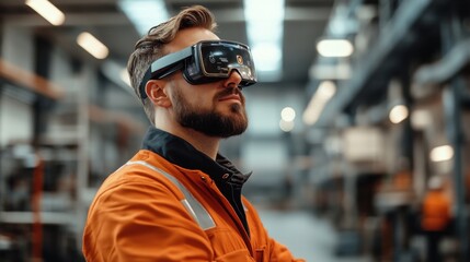 Fototapeta premium Futuristic Factory Safety Training Experience