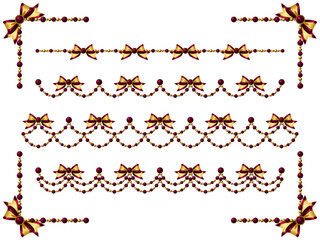 Obraz premium パール、石、リボンFセット、三色8ワイン