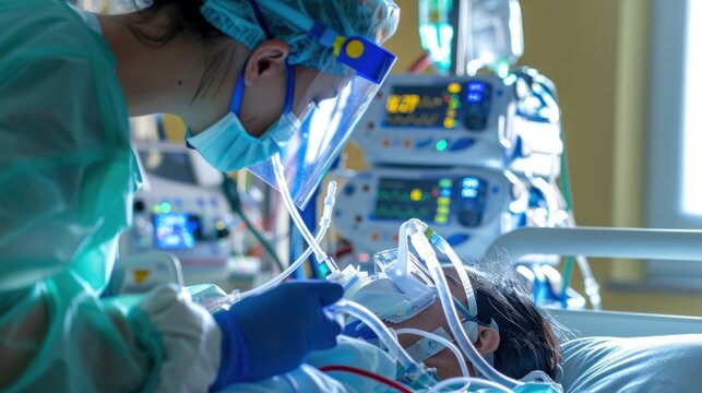 Intensive Care Nurses provide professional assistance to critically ill patients who require intubation.
