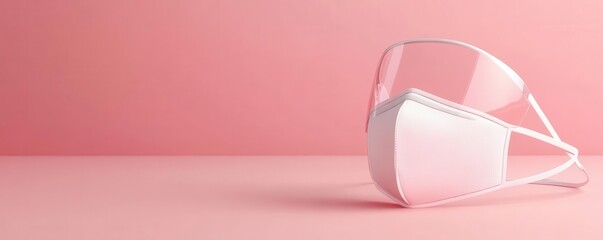 Medical face shield flat design side view infection prevention 3D render colored pastel