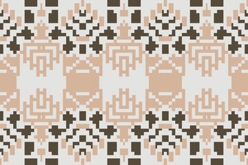 Square Ikat Quilt Patternfolk Embroidery, Aztec Geometric Ornament Print. Design for Carpet, Wallpaper, Clothing, Wrapping, Fabric