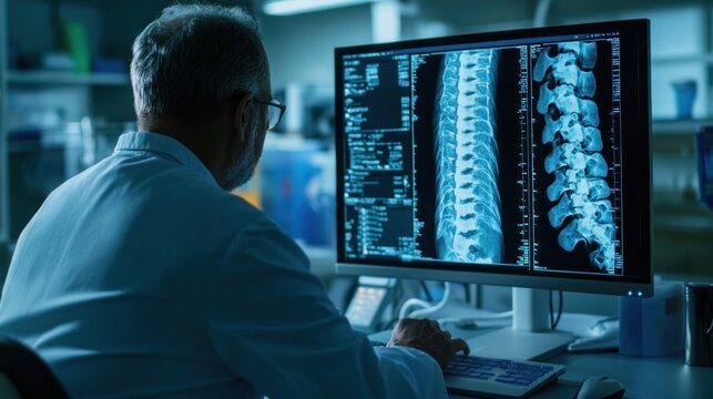 Doctors after examining the MRI results of this warning signal for the first time on a computer in a hospital.