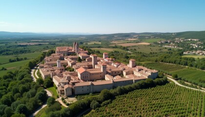 Fototapeta premium Elegant European castle nestled amidst lush vineyards