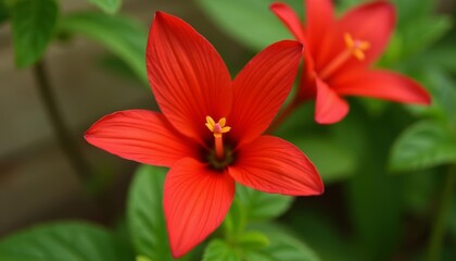 Fototapeta premium Vivid Red Flower in Bloom