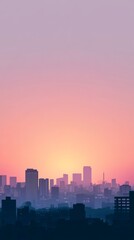 Calming Vertical Cityscape with Soft Gradient Background
