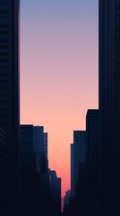 Obraz premium Modern City Silhouettes Against a Gradient Sky at Dusk