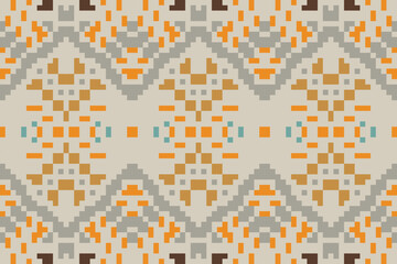 Palestinian Ikat Seamless Patternfolk Embroidery, Aztec Geometric Ornament Print. Design for Carpet, Wallpaper, Clothing, Wrapping, Fabric