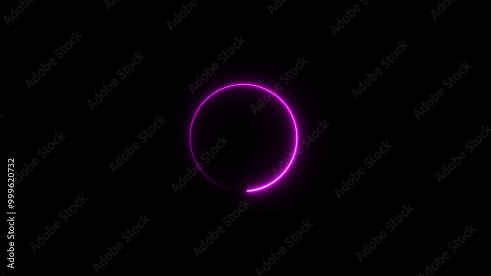 Canvas Prints neon circle loading icon animation. neon light glowing circle frame background animation.