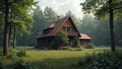  Idyllic cabin nestled in a serene forest clearing