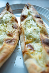 cheese pita on oval plate close up local turkish	