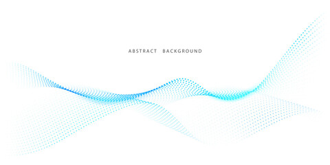 Flowing particles form waves, a gradient light pattern. modern technology background Vector illustration