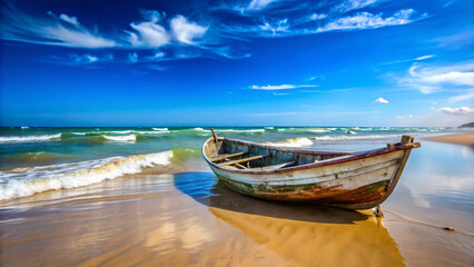 boat on the beachboat, sea, beach, water, ocean, sky, fishing, thailand, travel, island, coast, sand, nature, summer, landscape, ship, tropical, sun, vacation, old, boats, longtail, asia, cloud, touri