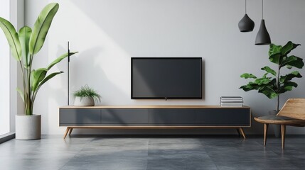 Rustic TV Cabinet in Modern Minimalist Interior Design