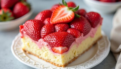  Delicious strawberry cheesecake ready to be savored