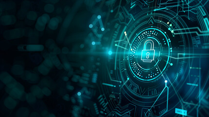 Obraz premium Digital data transfer and cyber security network, artificial intelligence. Abstract background