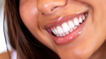 Fototapeta premium Girl smiling with perfect smile and white teeth