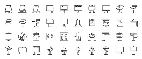 signage signs billboards informational direction themed icon collection, place space location public