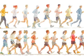 Fototapeta premium A group of people moving together in unison, capturing the energy and momentum of a shared experience