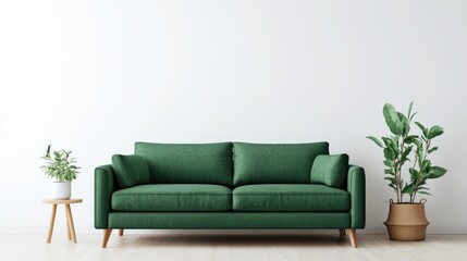 Contemporary Living Room Interior Design with Sofa and Empty White Wall