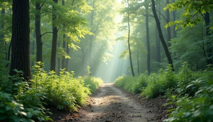 Obraz premium A serene forest path inviting exploration