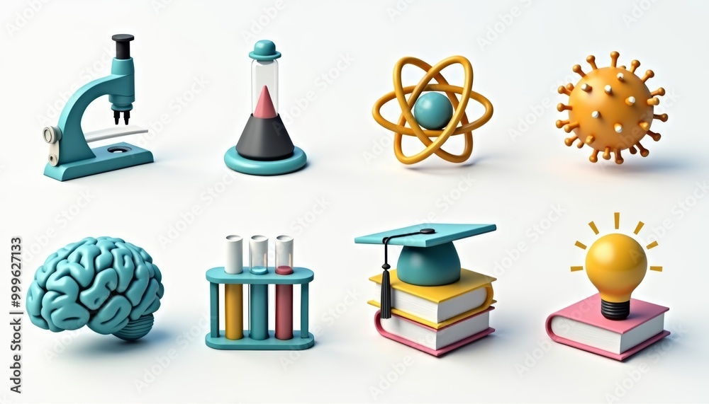 Wall mural educational icons science learning and discovery