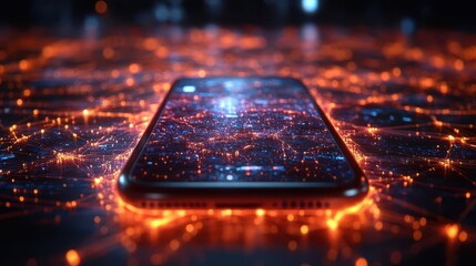a smart mobile phone glowing with notifications linked to a vast global network representing the interconnectedness of social media and digital communication in modern life