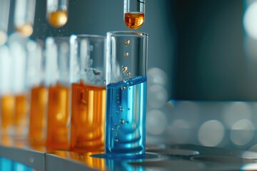 A collection of test tubes filled with various liquids used in laboratory research and experimentation