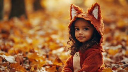 Enchanting Libyan Girl Dressed as a Fox at Woodland Birthday Party