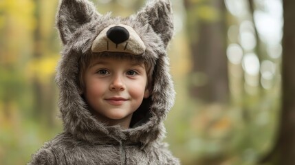 Enchanted Forest Adventure: German Boy in Wolf Costume Explores Party Fun