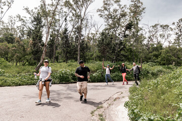 Mexican hikers enjoying a lively day out in nature