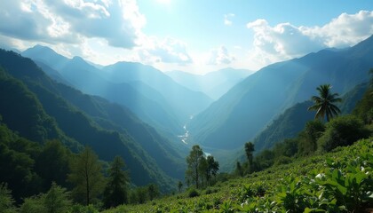 Fototapeta premium Enchanting Valley A Journey Through Natures Heart