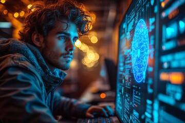 Obraz premium Innovative Classroom Technology: AI and Machine Learning Transforming Education with Interactive Tools and Holographic Data