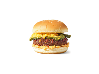 Tex Mex slider mini burger with chili con carne jalapenos and cheddar cheese
