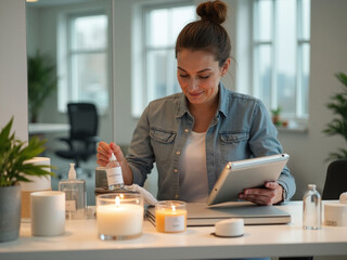 Fototapeta premium A fragrance evaluator testing the scent of household products