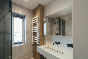 Interior of modern bathroom in house
