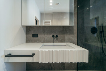 Interior of modern bathroom in house
