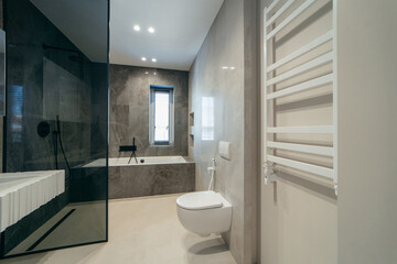 Interior of modern bathroom in house
