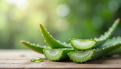  Freshly cut aloe vera leaves ready for use
