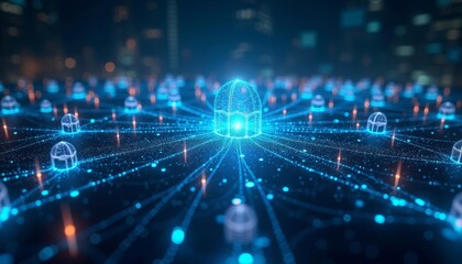 Obraz premium Illuminated Data Network The Heart of Connectivity