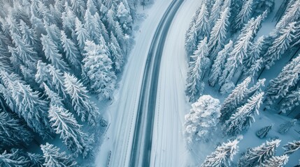 Snowy Forest Road