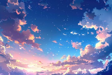 Naklejka premium A cloudy night sky with visible stars