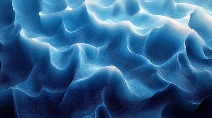 Abstract Blue Waves with Smooth Flowing Patterns